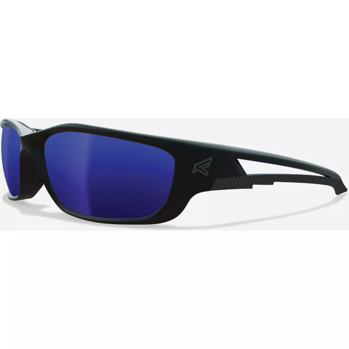 Edge Eyewear Kazbek XL Black Frame Safety Glasses with Blue Mirror Lenses