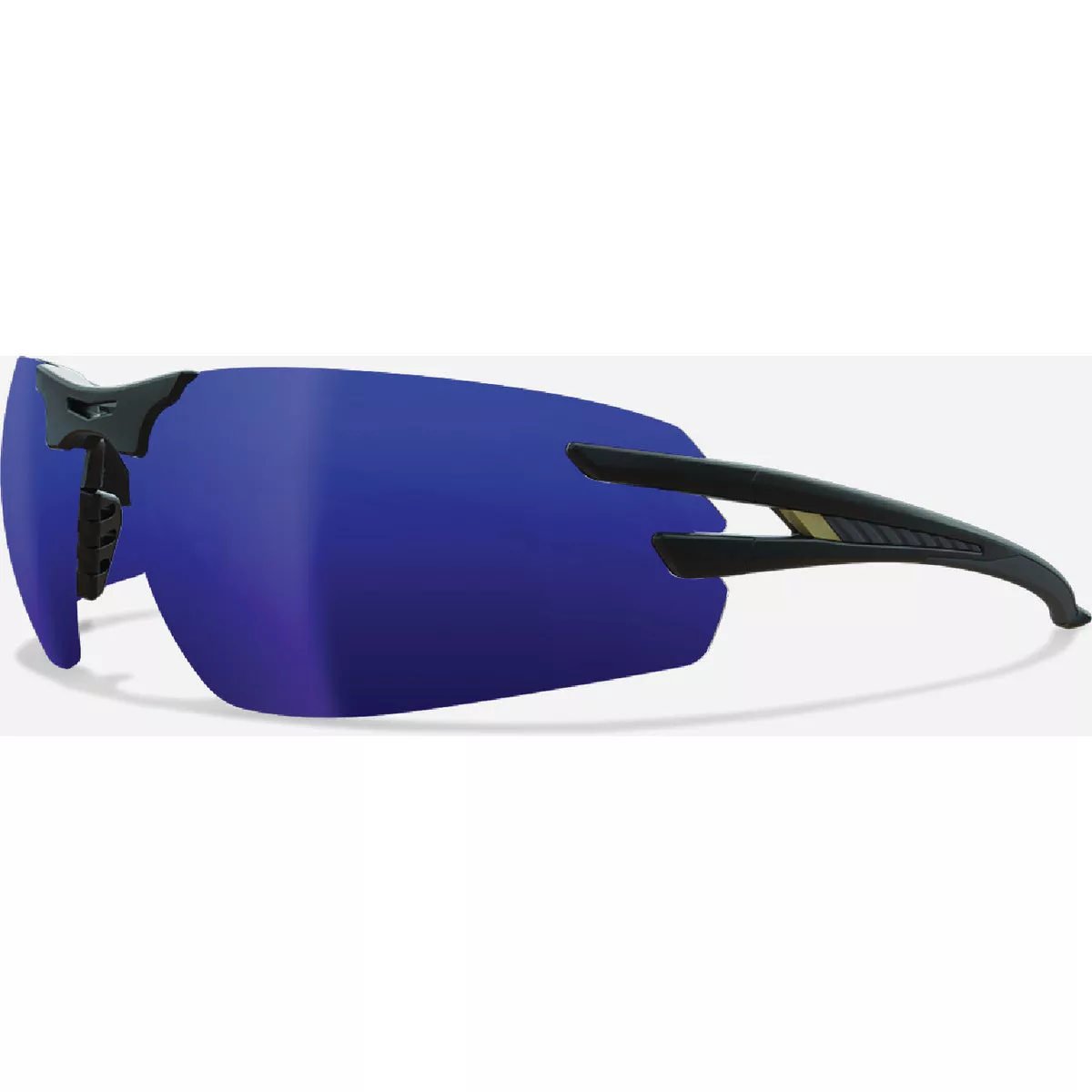 Edge Eyewear Salita Black Frame Safety Glasses with Polarized Aqua Precision Blue Mirror Lenses