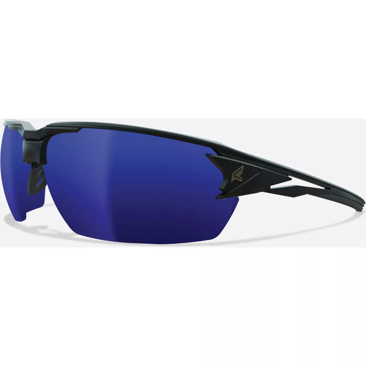 Edge Eyewear Pumori Matte Black Frame Safety Glasses with Aqua Precision Blue Mirror Lenses