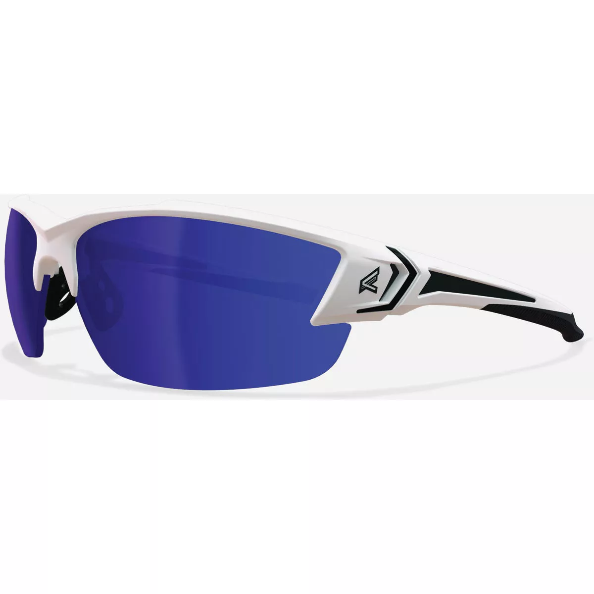 Edge Eyewear Khor G2 White Frame Safety Glasses with Polarized Aqua Precision Blue Mirror Lenses