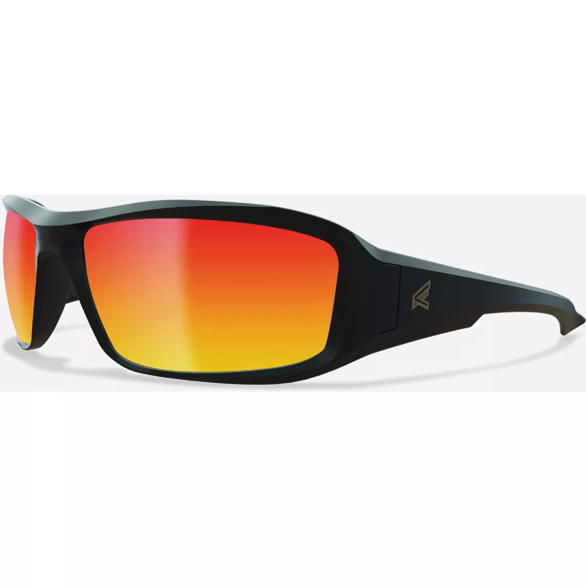Edge Eyewear Brazeau Matte Black Safety Glasses with Polarized Aqua Precision Red Mirror Lenses-