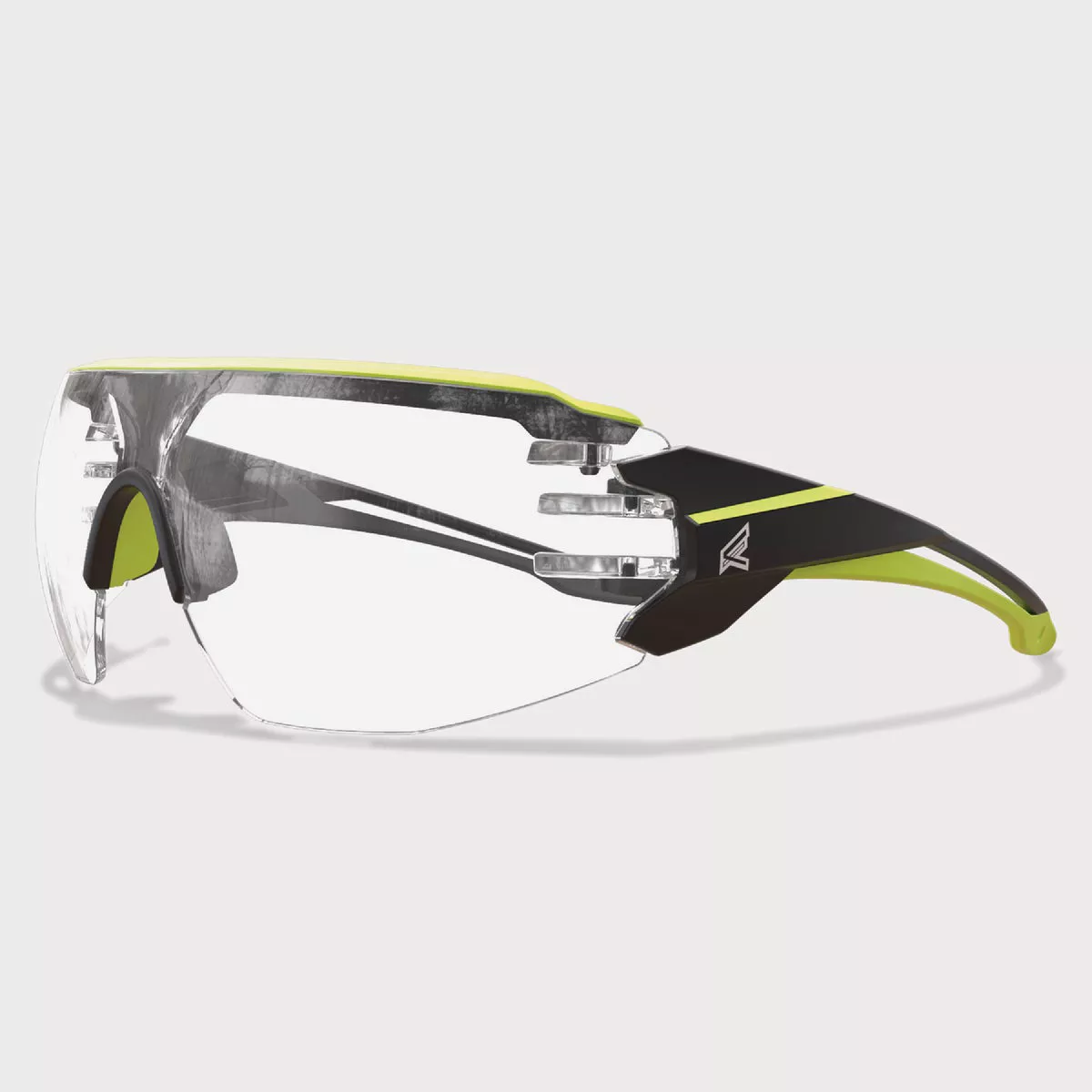 Edge Eyewear Taven Black frame with Hi-Vis Yellow TPR Safety Glasses with Vapor Shield Clear Lenses