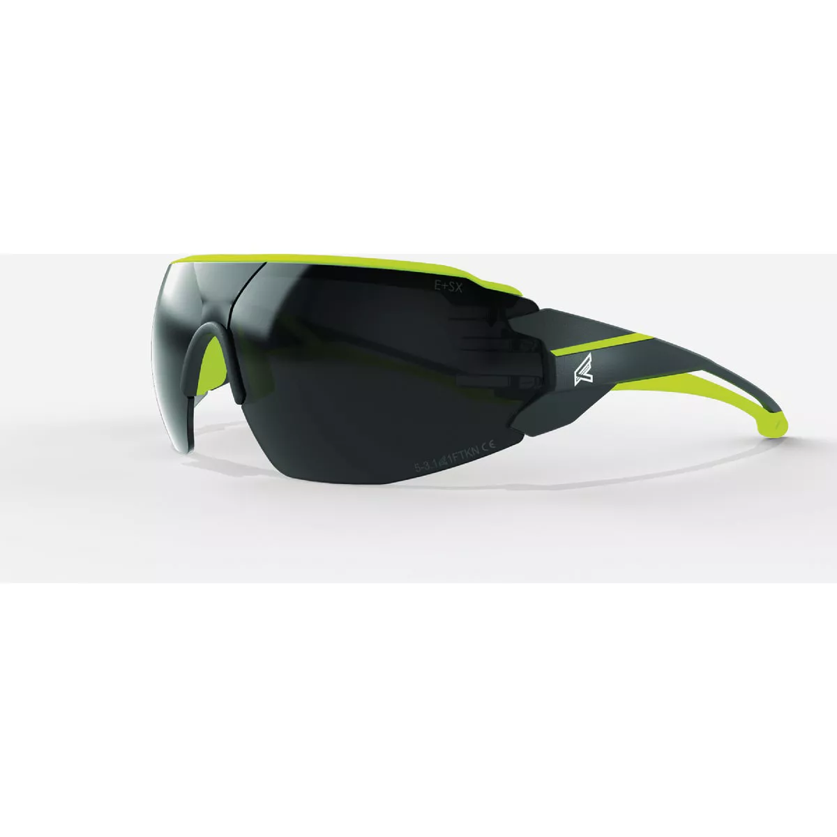 Edge Eyewear Taven Black frame with Hi-Vis Yellow TPR Safety Glasses with Vapor Shield Smoke Lenses