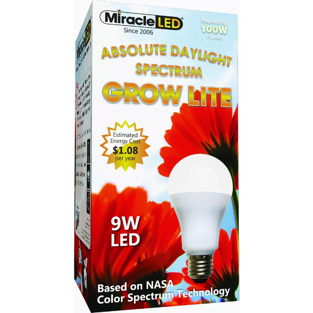 Miracle LED Absolute Daylight 9W Soft White Full Spectrum Grow Lite Bulb