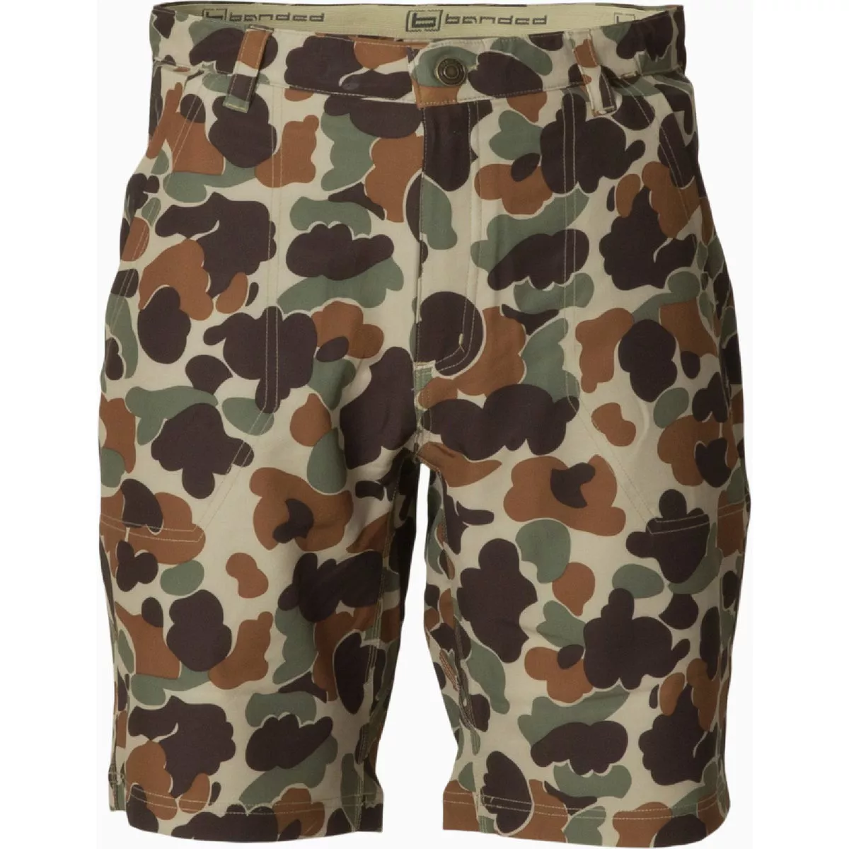 Banded Old School Camo Stretchable Relaxed Fit Shorts