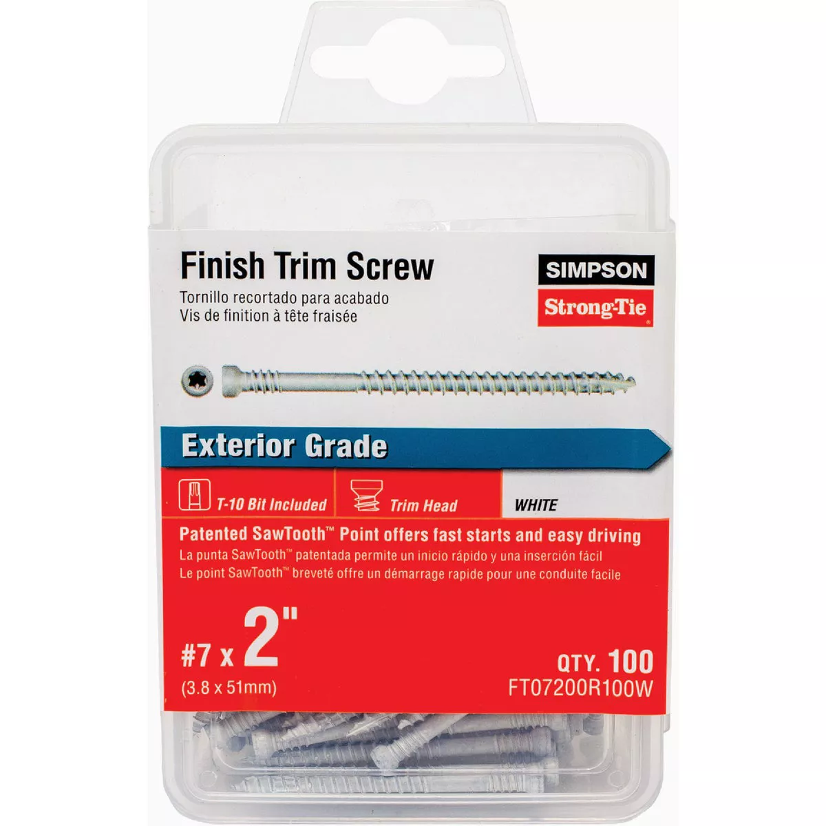 Simpson Strong-Tie Quik Guard #7 x 1-1/2 In. T10 Trim Head White Trim Screw (100 Ct.)