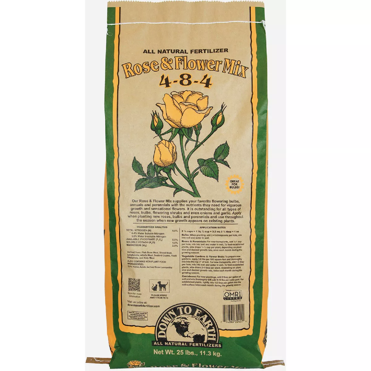 Down To Earth 25 Lb. 4-8-4 Rose & Flower Mix