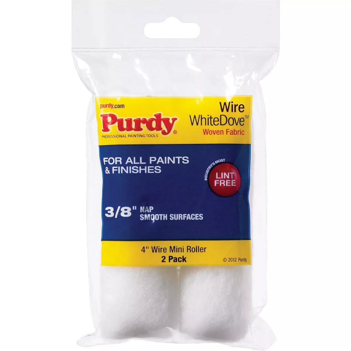 Purdy White Dove Wire Mini Roller Cover, 4 Inch x 3/8 inch, 2 Pack-