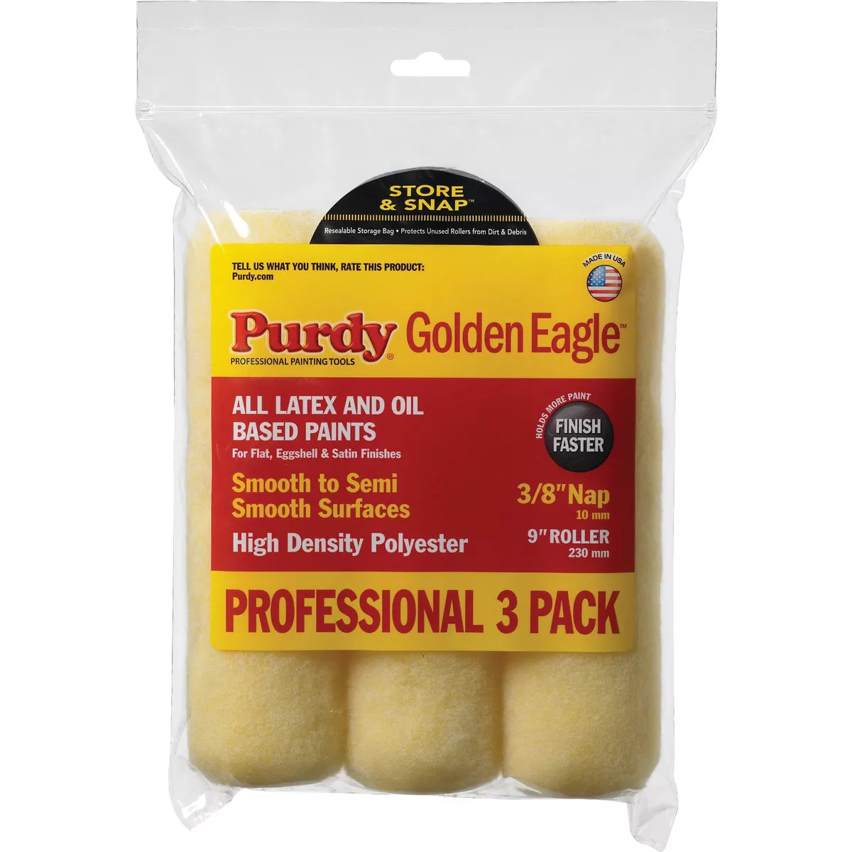 Purdy Golden Eagle Roller Cover, 9 x 3/8 in., 3 count