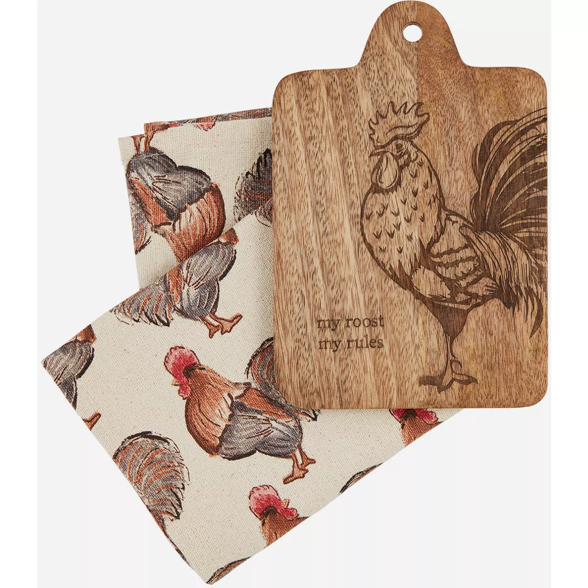 Mudpie Rooster Board & Towel Set