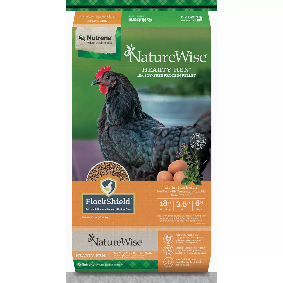 Nutrena NatureWise Hearty Hen Soy-Free Poultry Feed, 40 Lb.