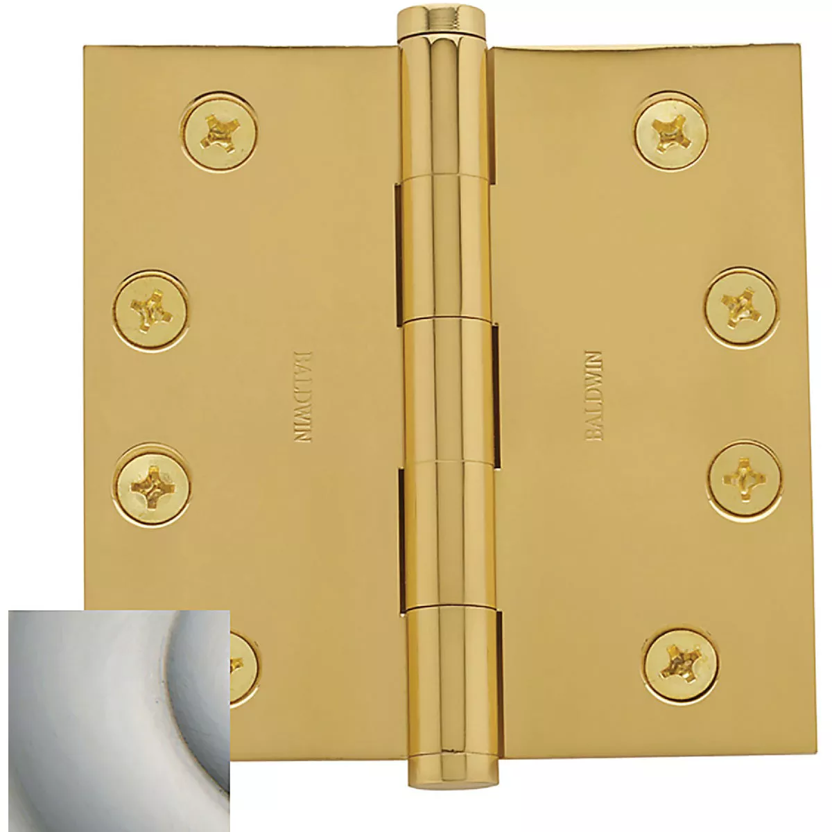 Baldwin Estate Series Hinge - 4" Full Mortise Square Corner - Satin Nickel