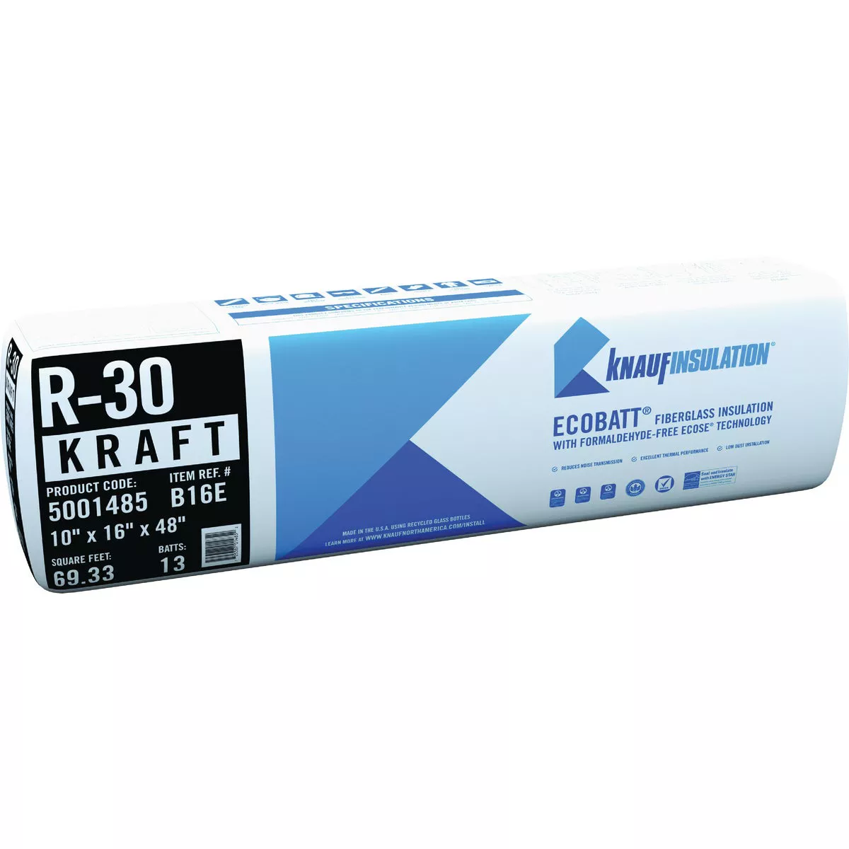 Knauf R30K 10 In. x 16 In. x 48 In. Fiberglass Batt Insulation