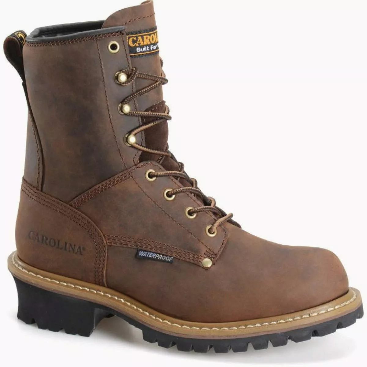 Carolina Elm Men's 11/2E Brown 8 In. Waterproof Logger Work Boot