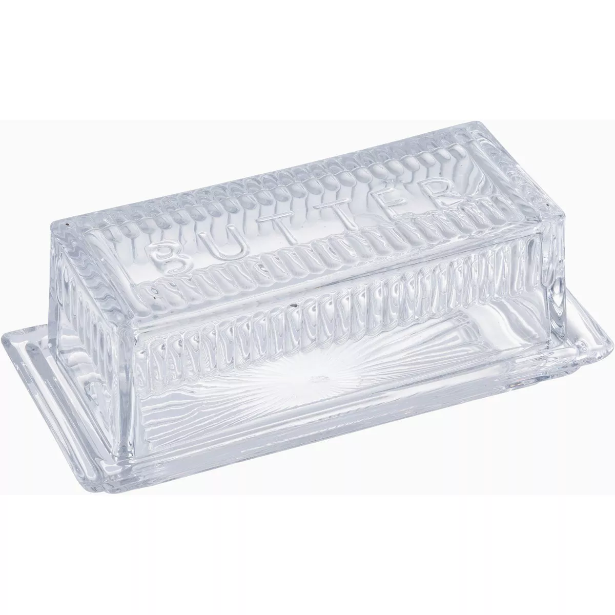 TableCraft 7 In. Embossed Clear Glass Butter Dish- - photo 2