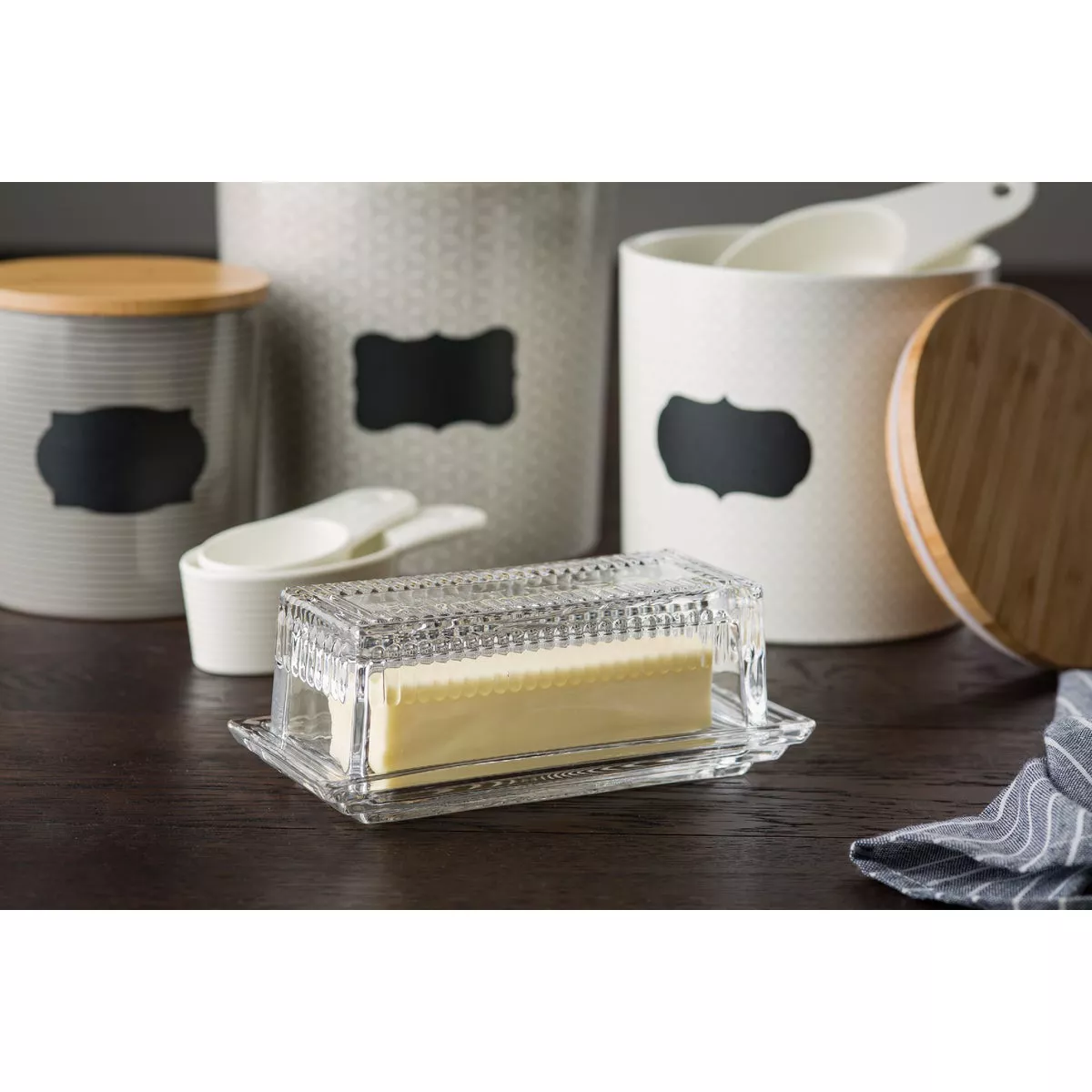 TableCraft 7 In. Embossed Clear Glass Butter Dish- - photo 3