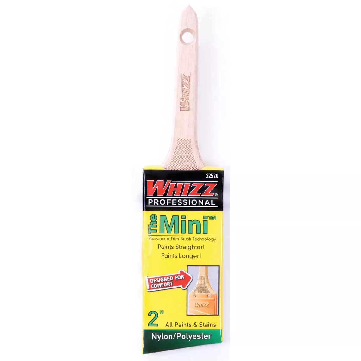 Whizz 2 In. Nylon Polyester Wood Rat Tail Handle Paint Brush