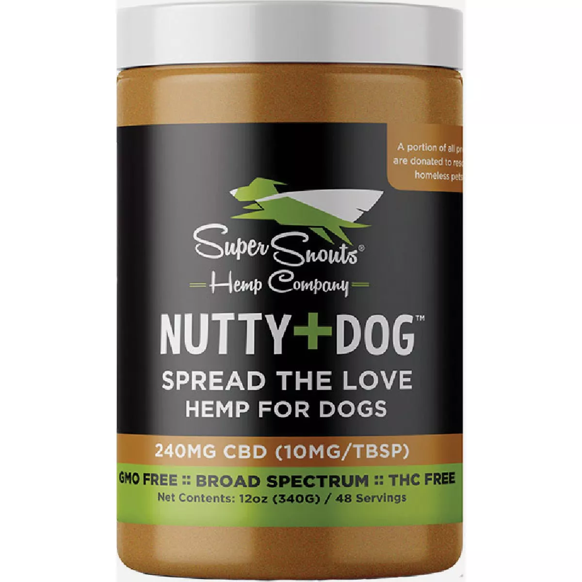 Super Snouts 240 mg Nutty+Dog Hemp Infused Peanut Butter Dog Food Supplement