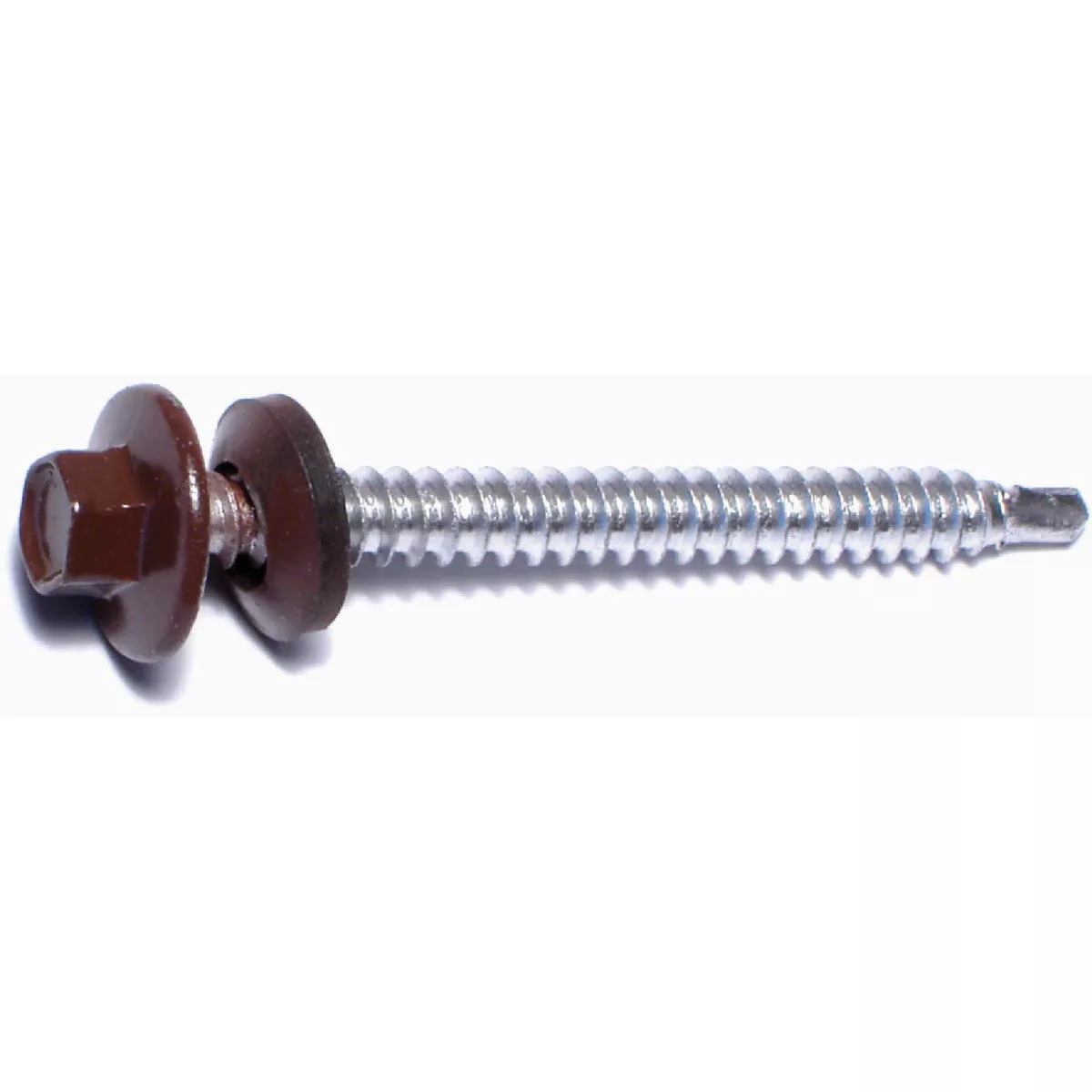 Midwest Fastener #10-14 x 2 In. Brown Painted Steel Hex Washer Head Pole Barn Self-Drilling Screws (72 Ct.)-