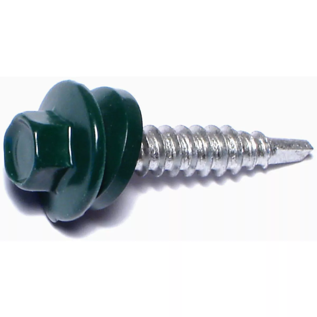 Midwest Fastener #10-14 x 1 In. Green Painted Steel Hex Washer Head Pole Barn Self-Drilling Screws (545 Ct.)-