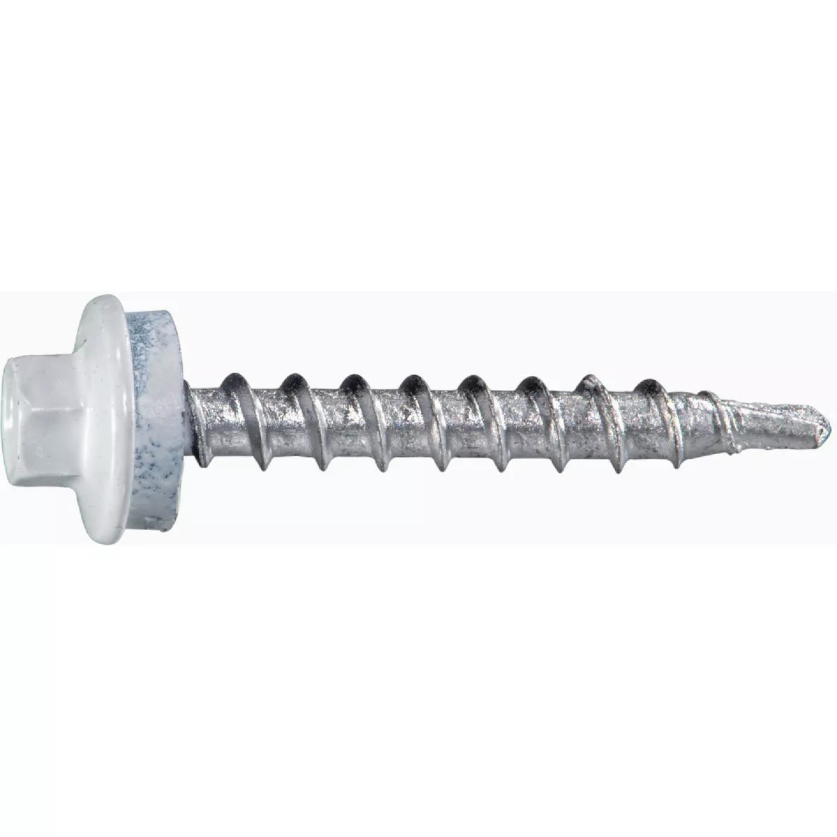 Midwest Fastener #10-14 x 1-1/2 In. White Painted Steel Hex Washer Head Pole Barn Self-Drilling Screws (8 Ct.)