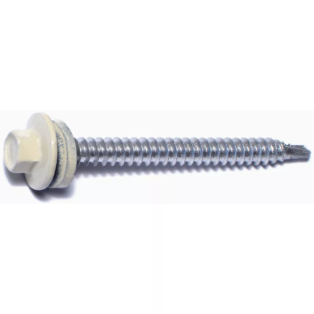 Midwest Fastener #10-14 x 2 In. Beige Painted Steel Hex Washer Head Pole Barn Self-Drilling Screws (6 Ct.)