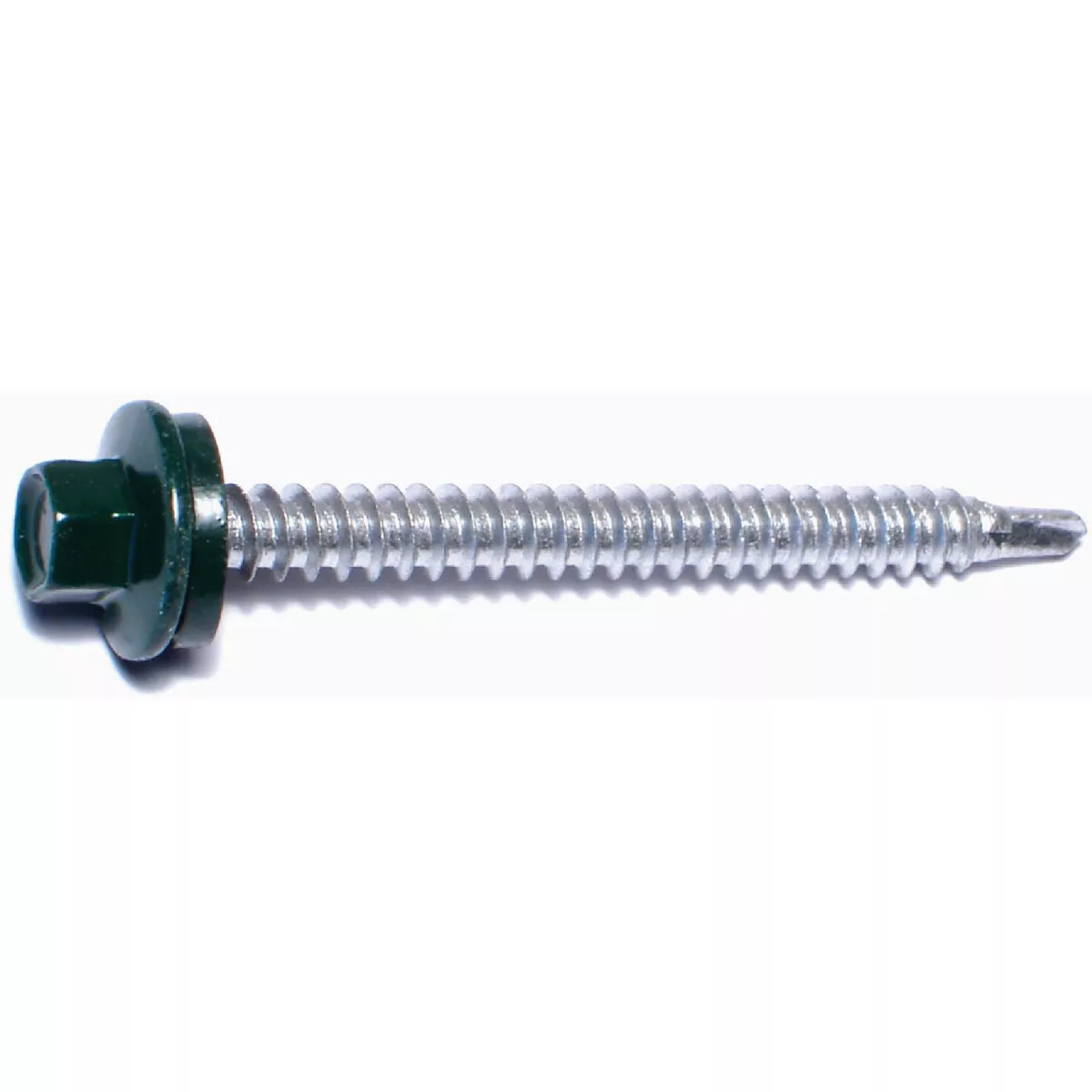 Midwest Fastener #10-14 x 2 In. Green Painted Steel Hex Washer Head Pole Barn Self-Drilling Screws (6 Ct.)-