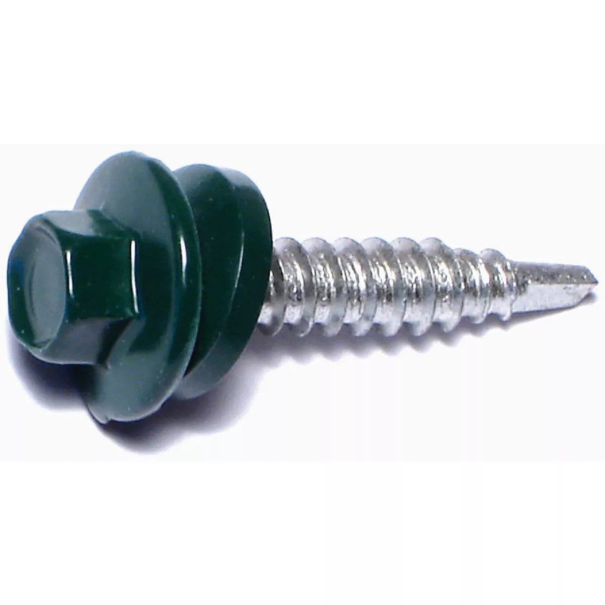 Midwest Fastener #10-14 x 1 In. Green Painted Steel Hex Washer Head Pole Barn Self-Drilling Screws (20 Ct.)-