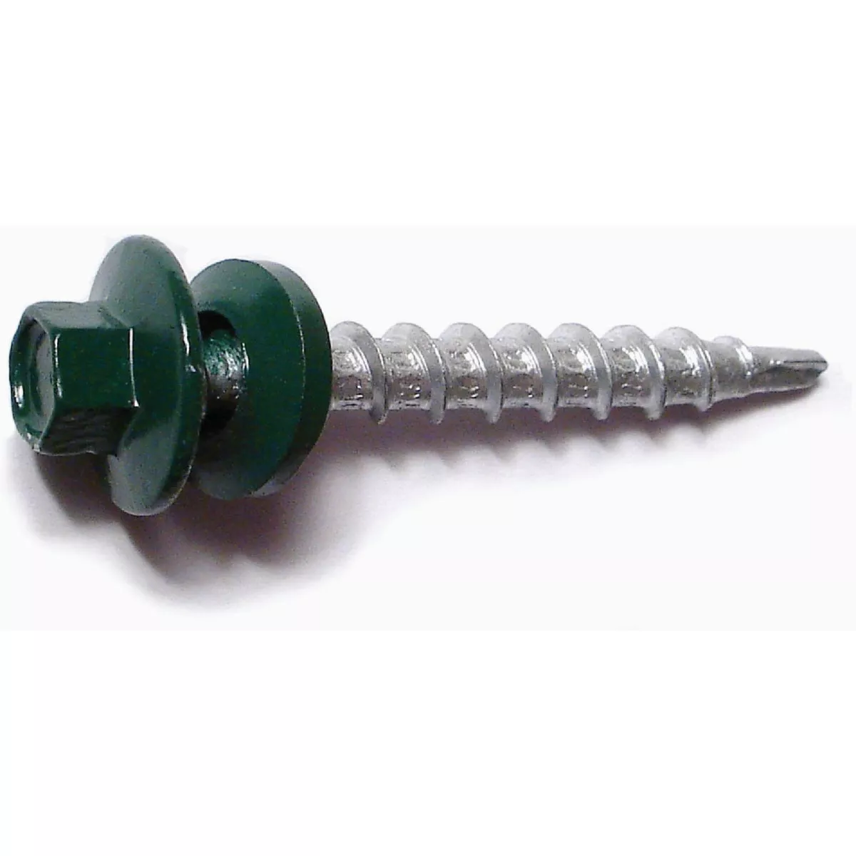 Midwest Fastener #10-14 x 1-1/2 In. Green Painted Steel Hex Washer Head Pole Barn Self-Drilling Screws (20 Ct.)-