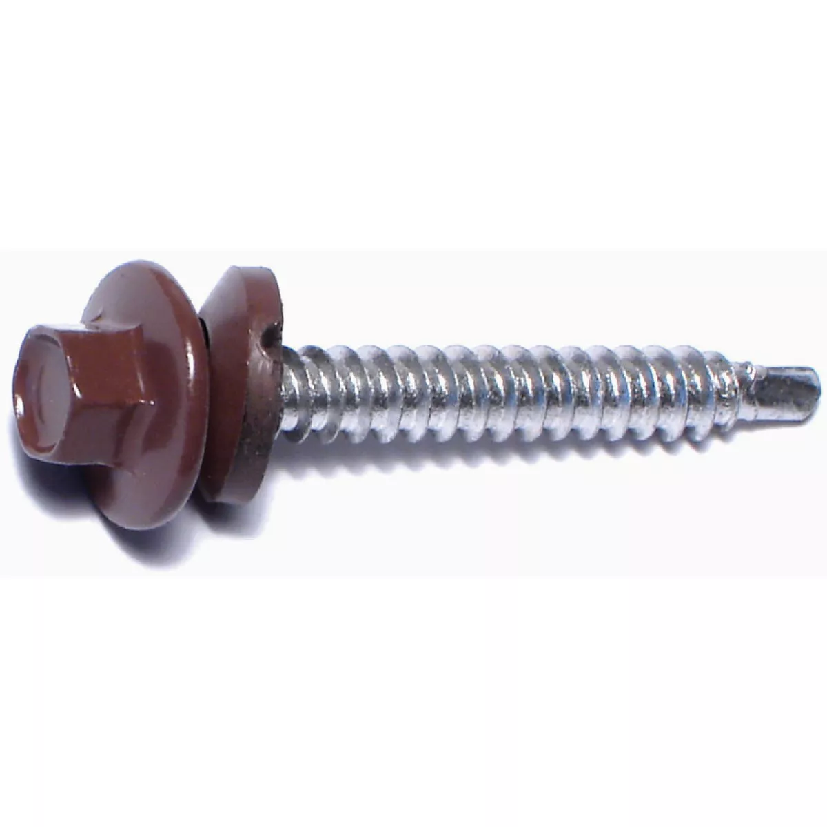 Midwest Fastener #10-14 x 1-1/2 In. Brown Painted Steel Hex Washer Head Pole Barn Self-Drilling Screws (20 Ct.)