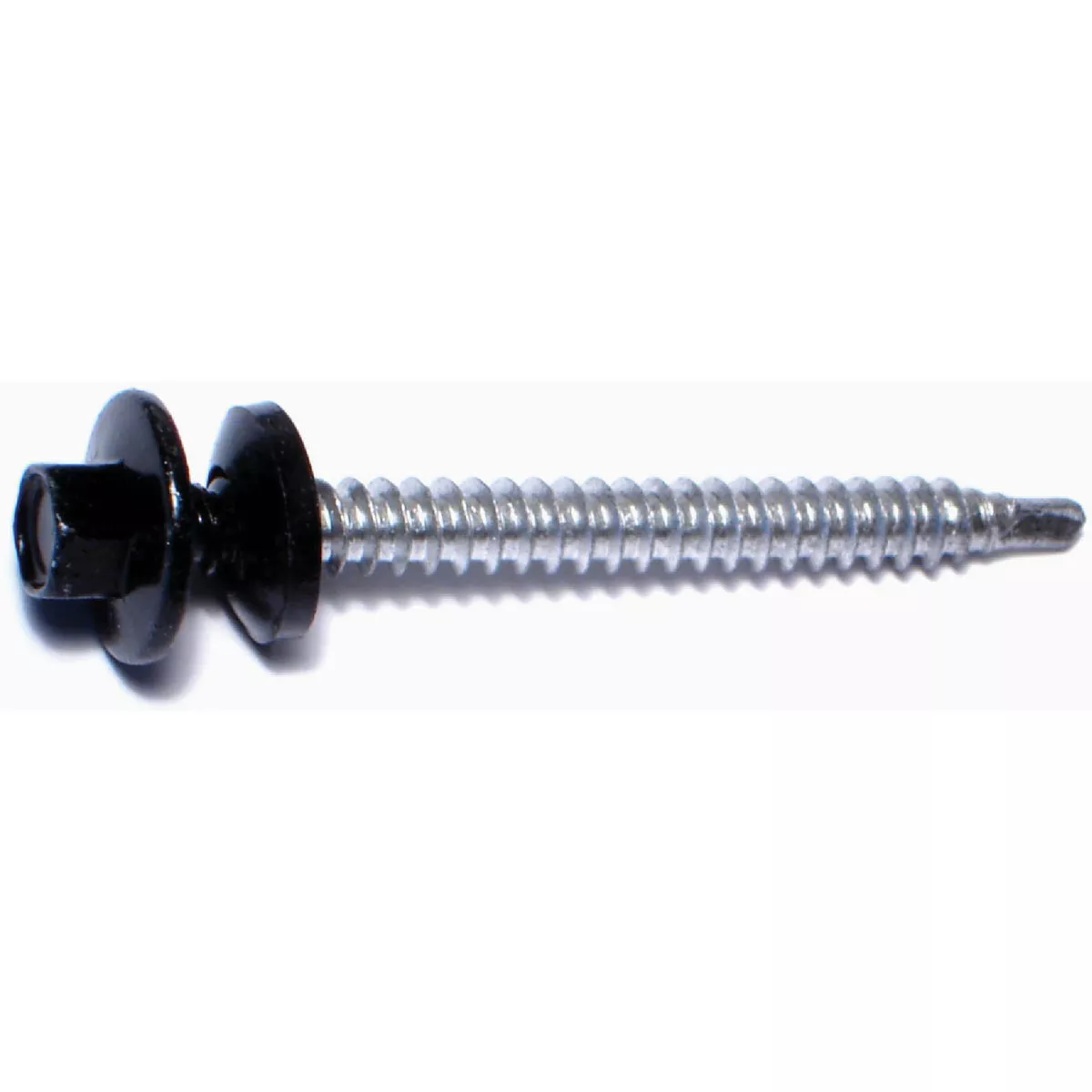 Midwest Fastener #10-14 x 2 In. Black Painted Steel Hex Washer Head Pole Barn Self-Drilling Screws (15 Ct.)