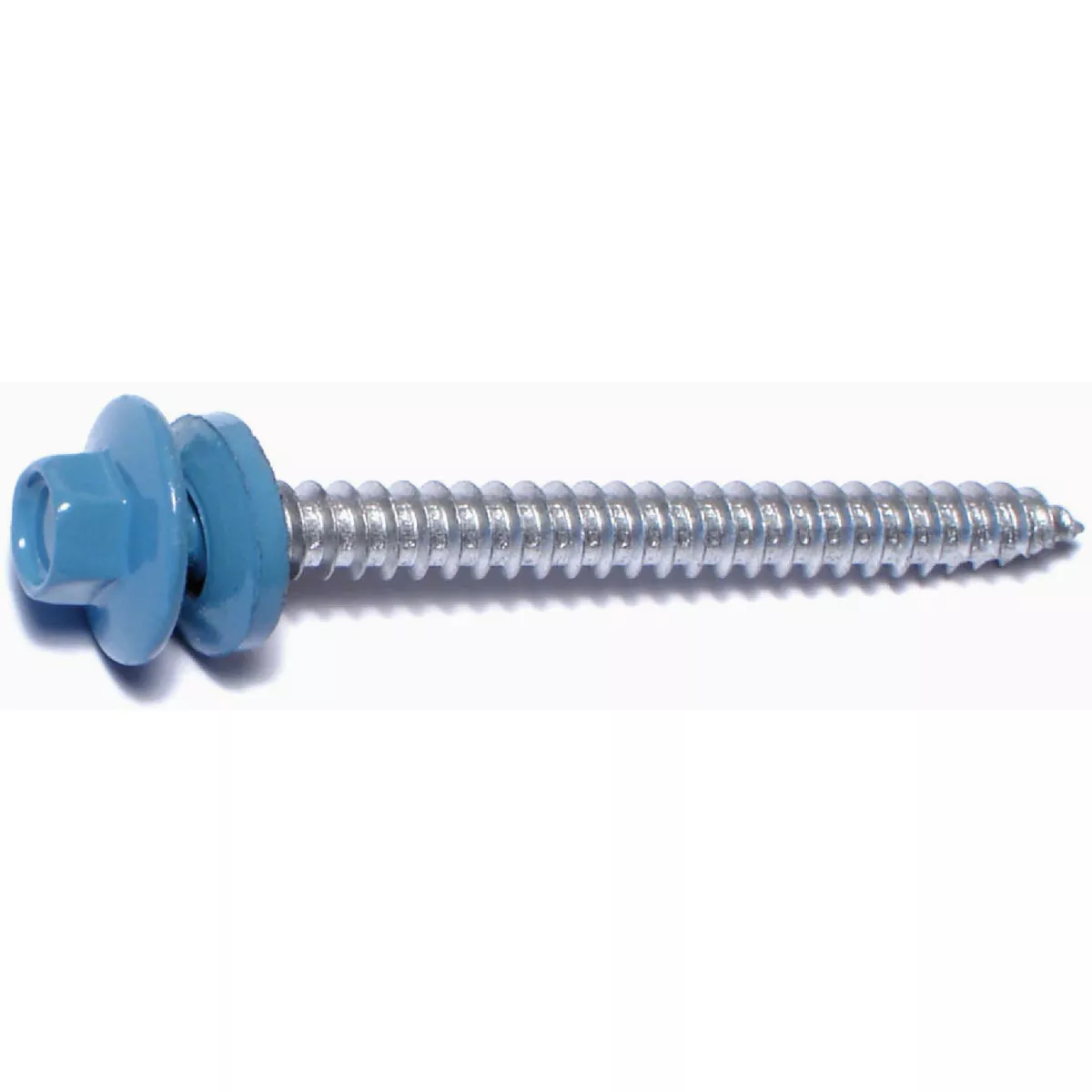 Midwest Fastener #10-14 x 2 In. Blue Painted Steel Hex Washer Head Pole Barn Self-Drilling Screws (15 Ct.)