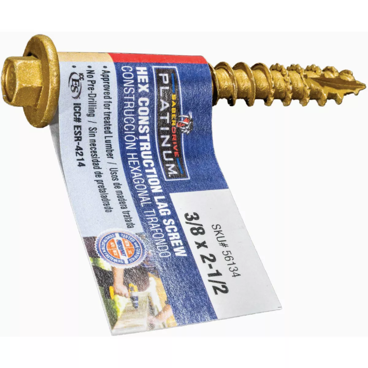 Midwest Fastener SaberDrive 3/8 In. x 2-1/2 In. Tan XL1500 Coated Steel Hex Washer Head Construction Lag Screws (12 Ct.)