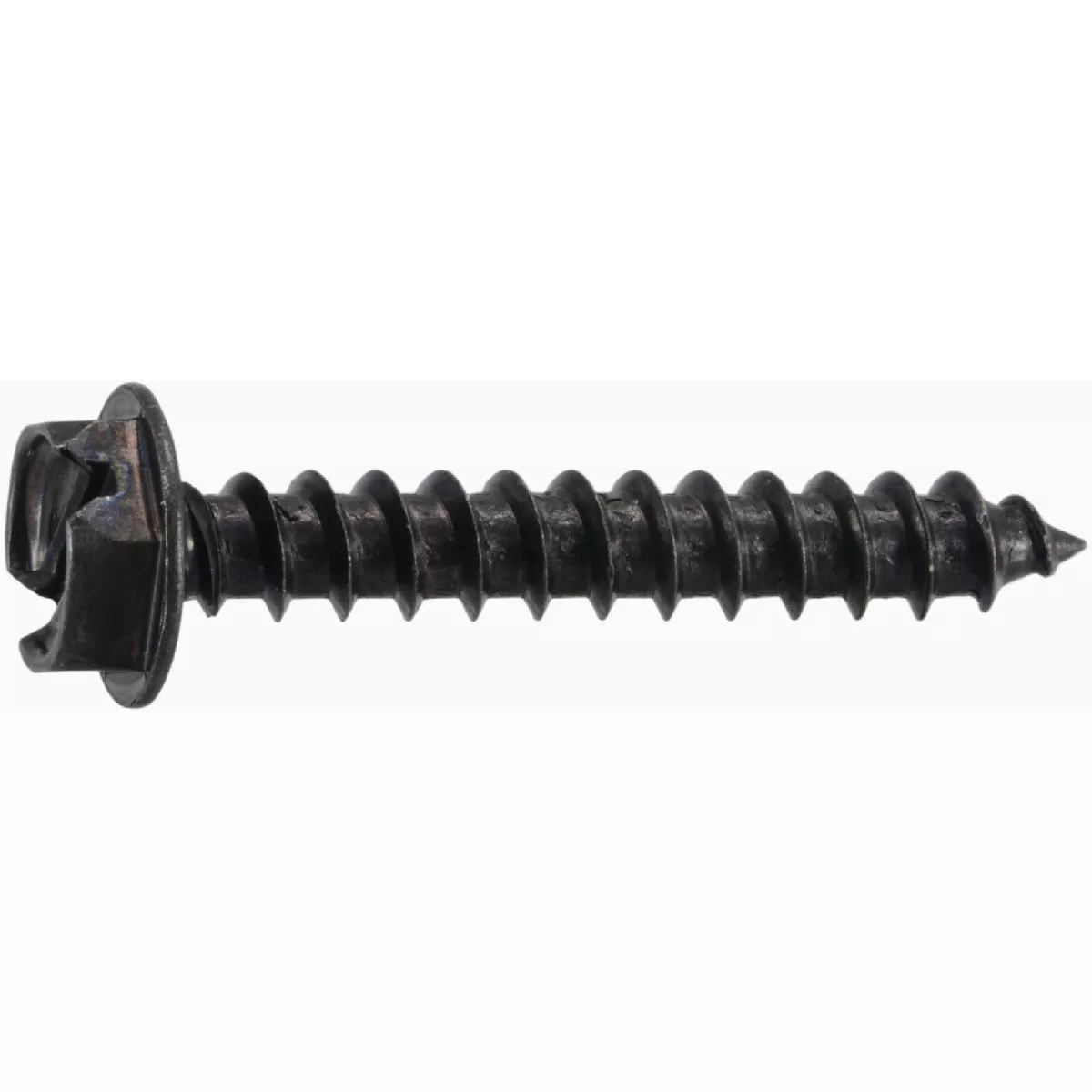 Midwest Fastener #10 x 1-1/4 In. Black Oxide Steel Slotted Hex Washer Head Sheet Metal Screws