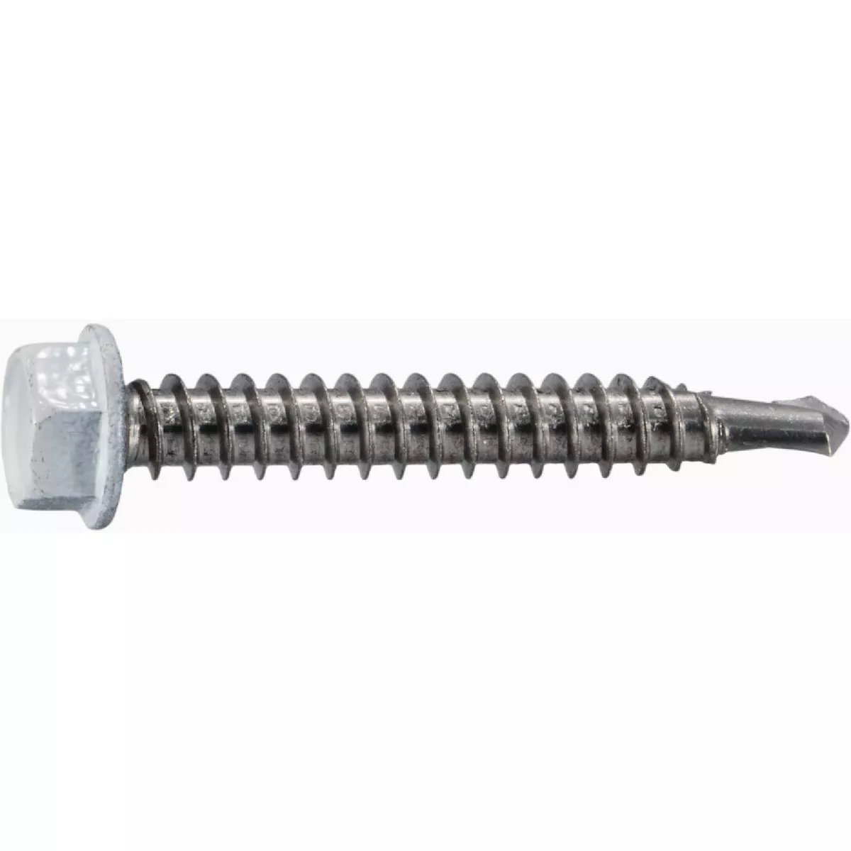 Midwest Fastener #12-14 x 1-1/2 In. White Painted 410 Stainless Steel Hex Washer Head Self-Drilling Screws (6 Ct.)