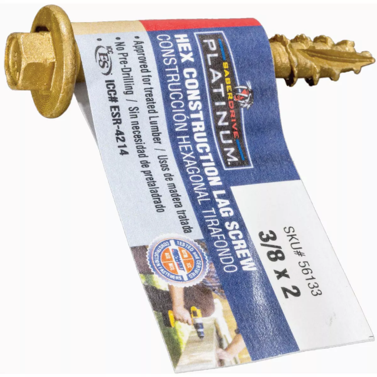 Midwest Fastener SaberDrive 3/8 In. x 2 In. Tan XL1500 Coated Steel Hex Washer Head Construction Lag Screws (100 Ct.)-