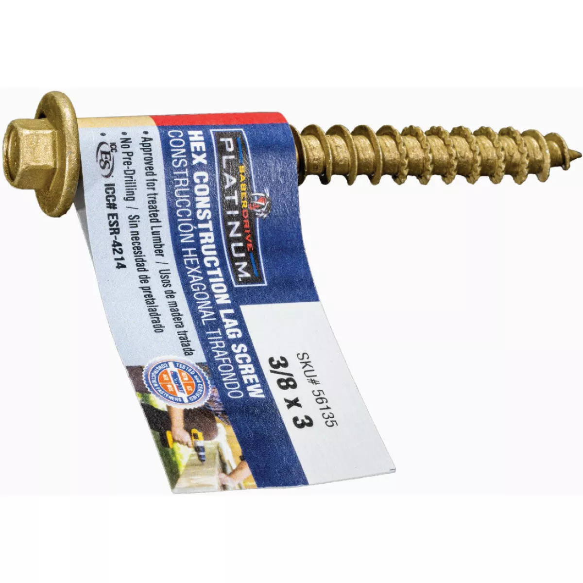 Midwest Fastener 3/8 In. x 3 In. Tan XL1500 Coated Steel Hex Washer Head Saberdrive Construction Lag Screws