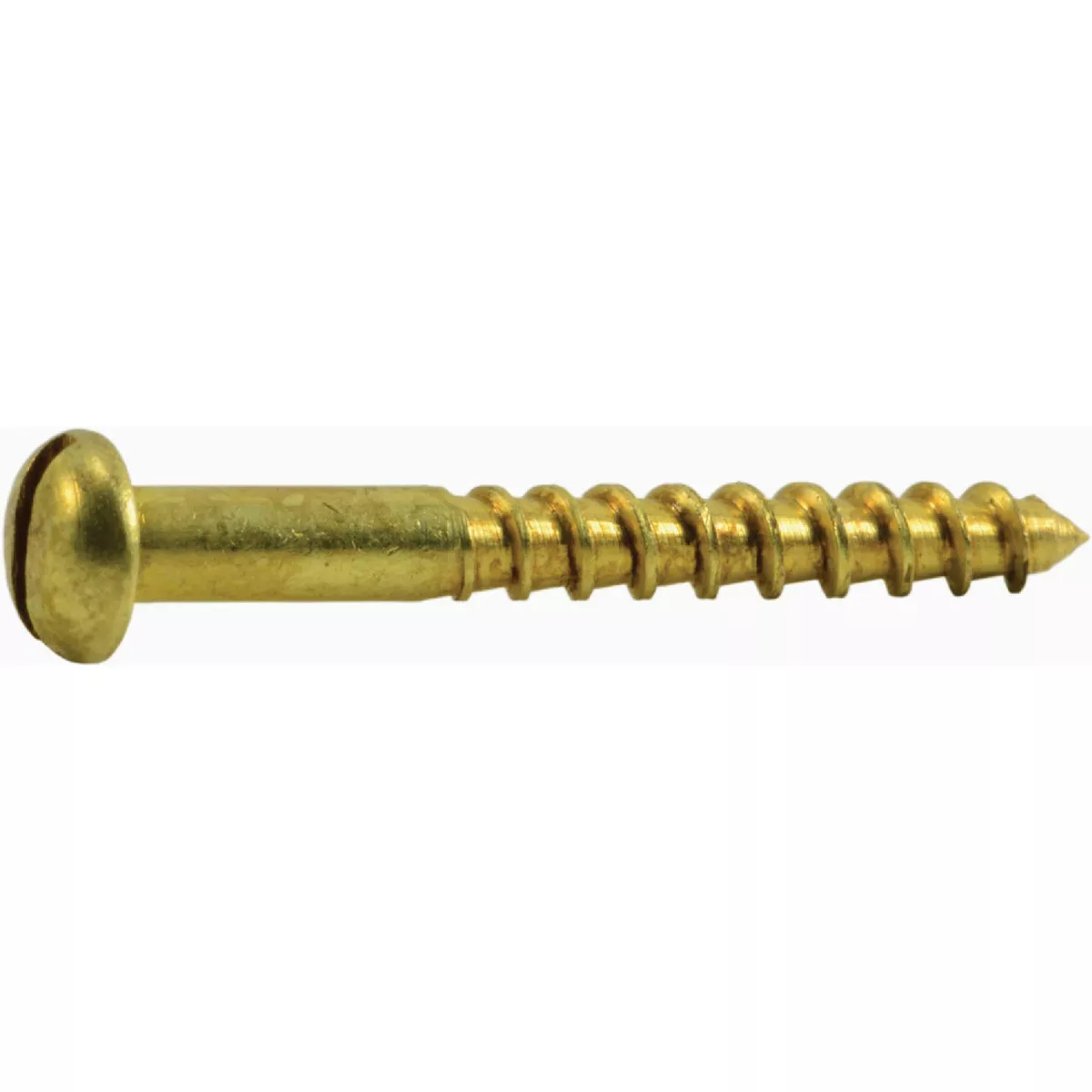 Midwest Fastener #4 x 1 In. Brass Slotted Round Head Wood Screws