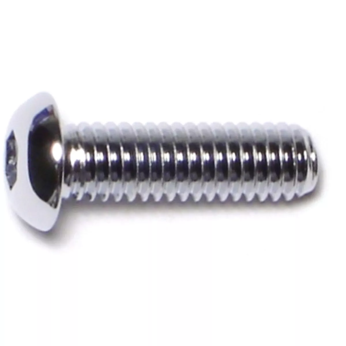 Midwest Fastener 6mm-1.0 x 20mm Chrome Plated Class 10.9 Steel Coarse Thread Button Head Hex Socket Cap Screws