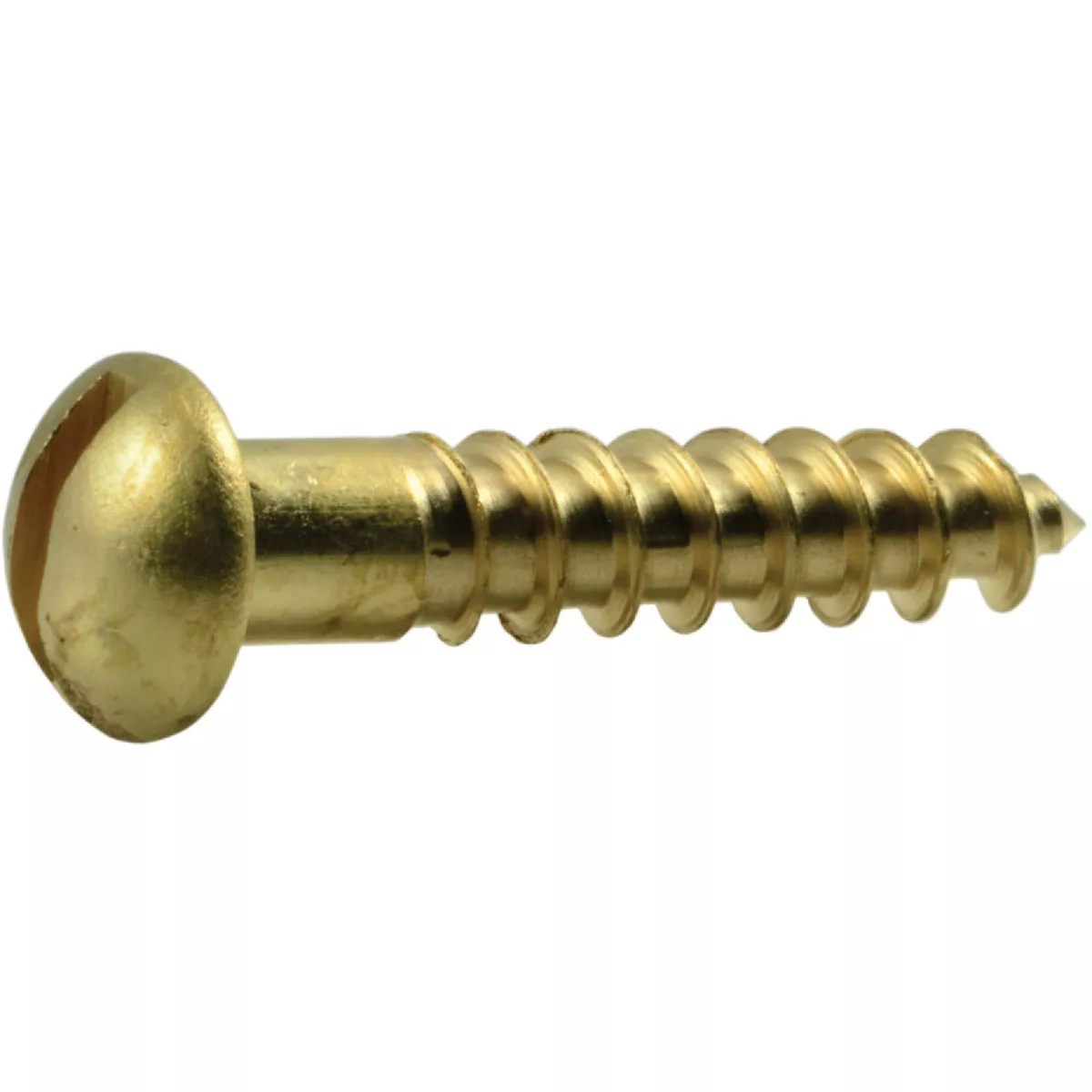 Midwest Fastener #8 x 7/8 In. Brass Slotted Round Head Wood Screws - photo 2