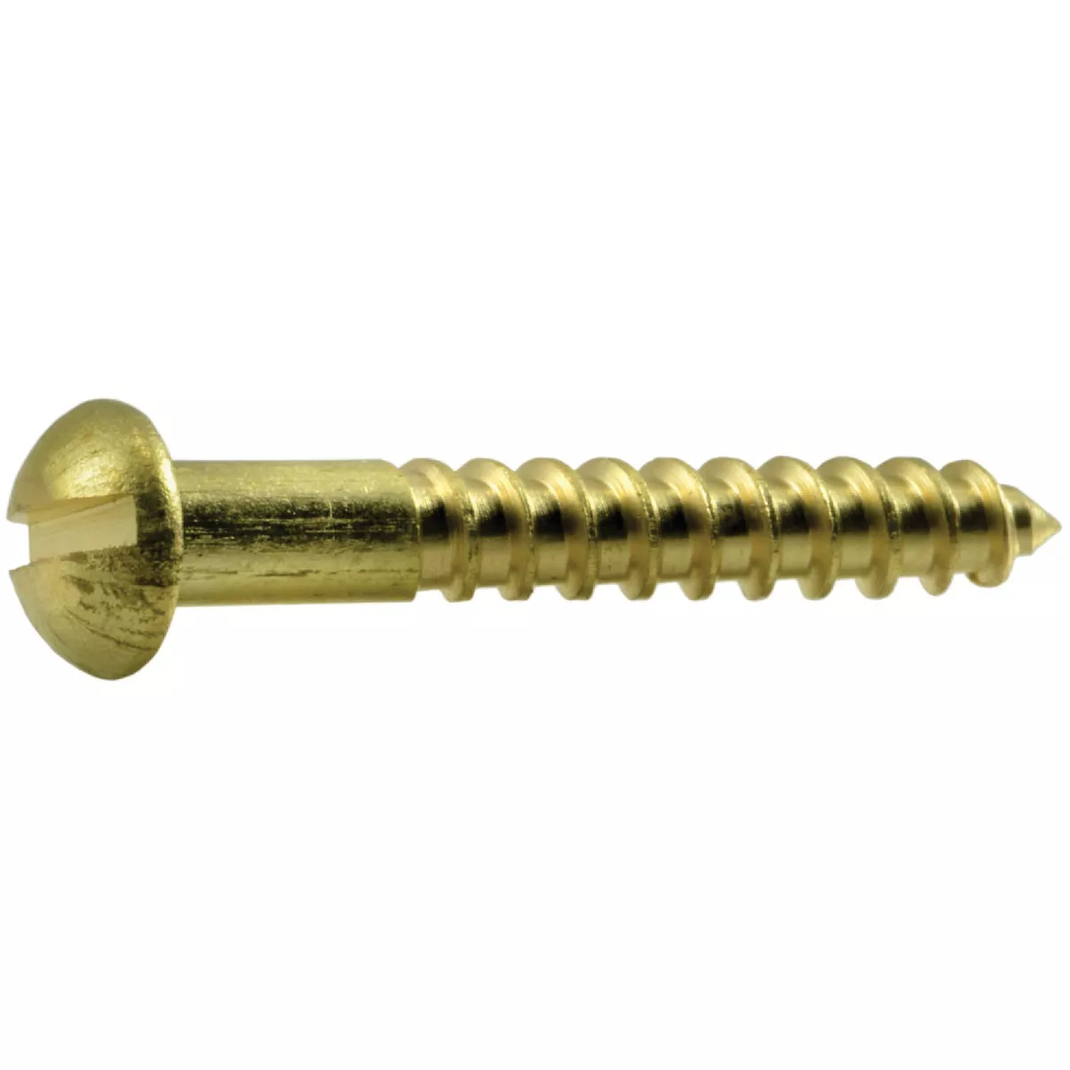 Midwest Fastener #6 x 1 In. Brass Slotted Round Head Wood Screws (12 Ct.) - photo 2