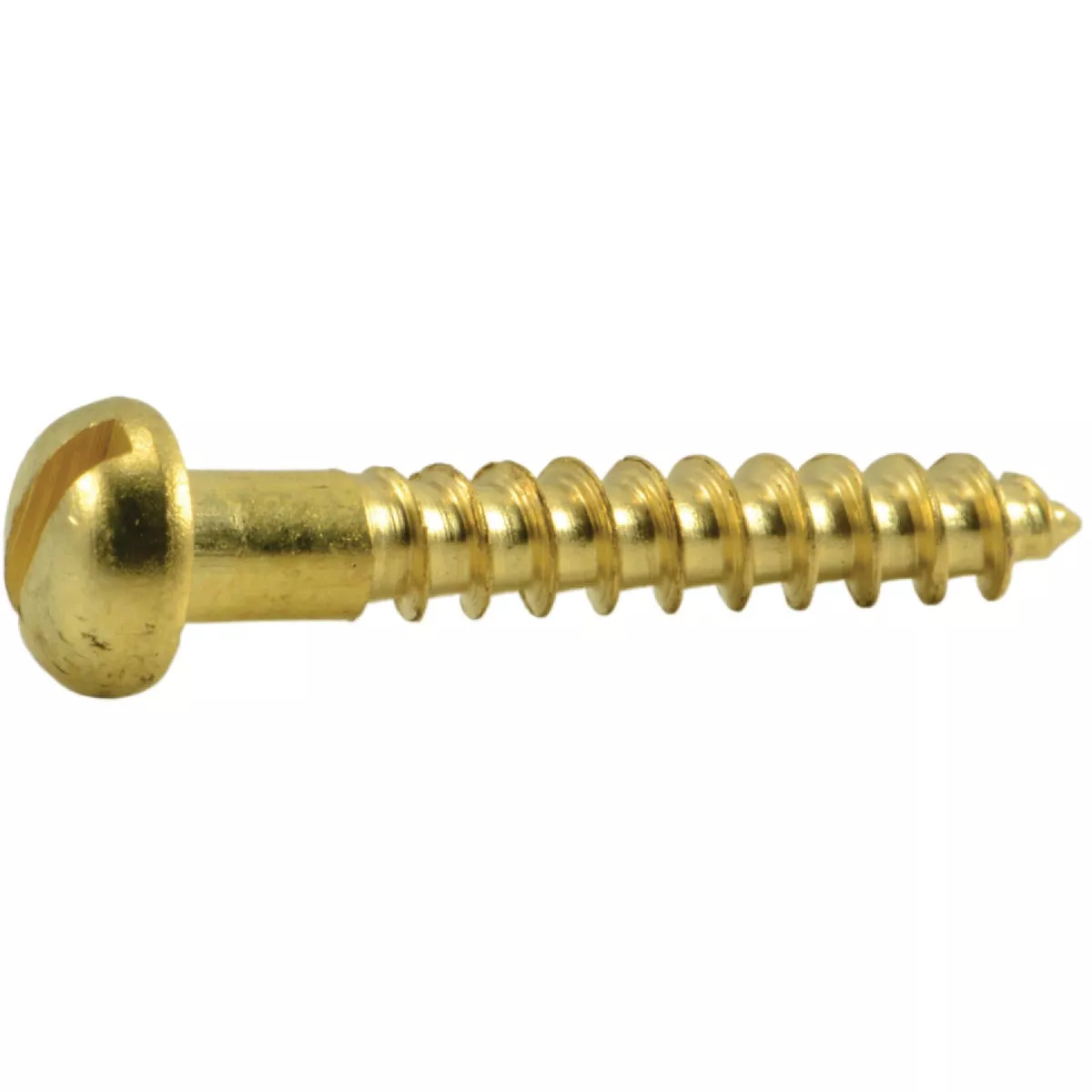 Midwest Fastener #4 x 3/4 In. Brass Slotted Round Head Wood Screws - photo 2