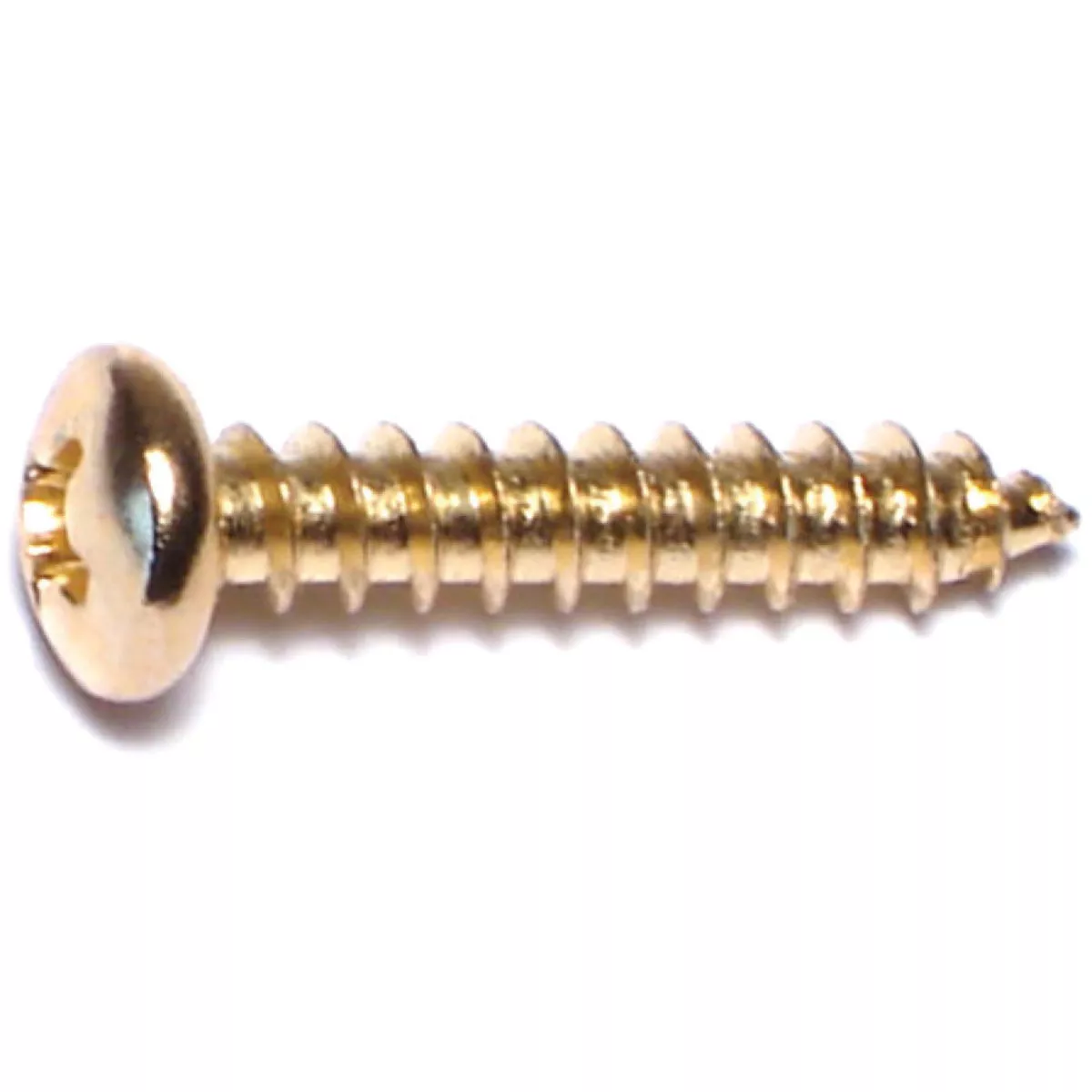Midwest Fastener #6 x 3/4 In. Brass Plated Steel Phillips Pan Head Sheet Metal Screws - photo 2