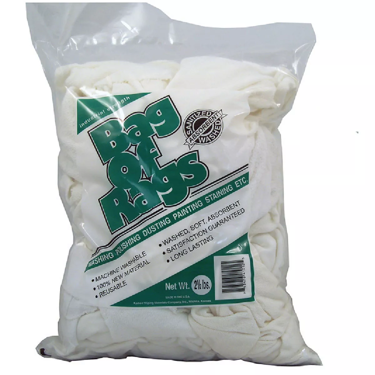 Kamen Wiping Materials Select Wiper White 2-1/2 Lb Rags