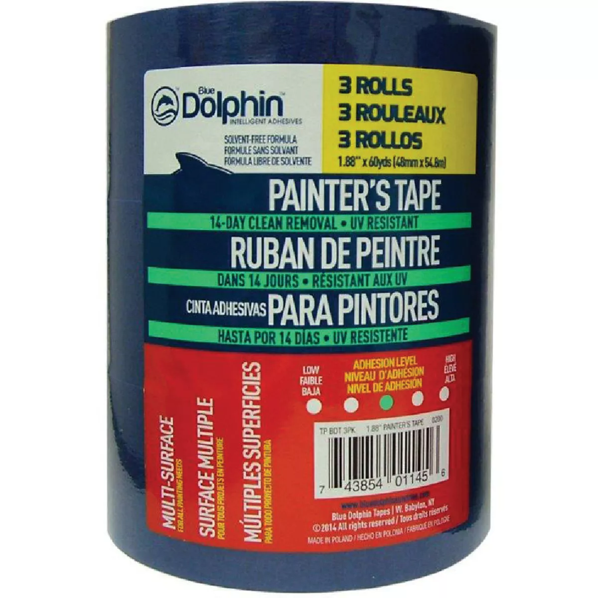 Blue Dolphin 1.88 In. x 60 Yd. Blue Painter's Tape (3 Pack)