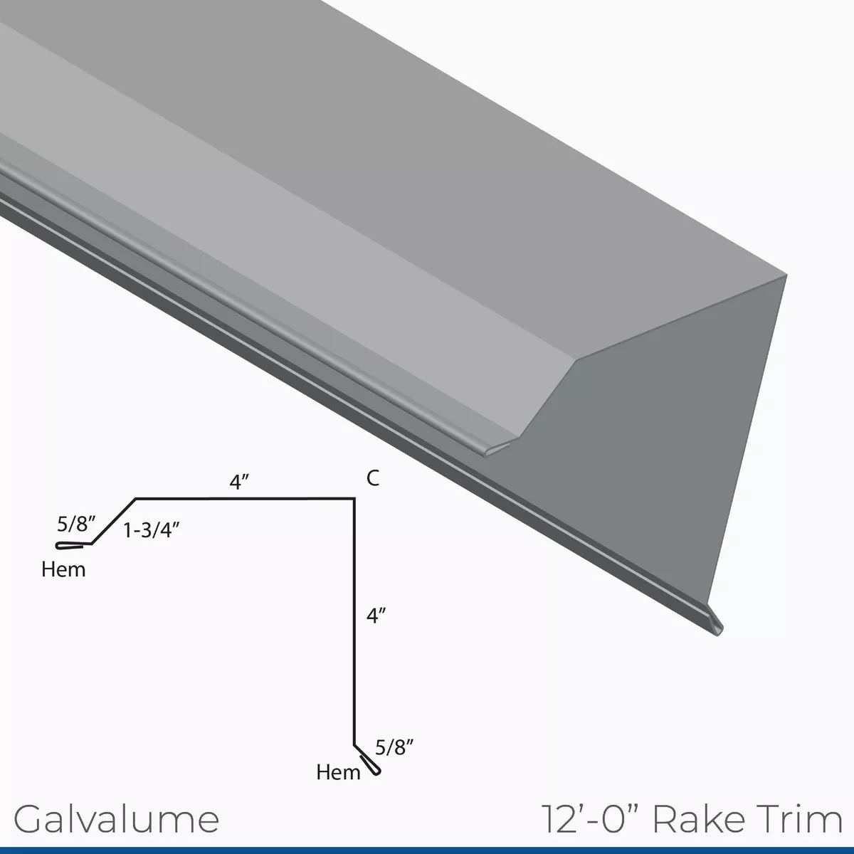 Metal Sales Galvalume 12 Ft. 26 Gauge Rake Trim | True Value Hardware