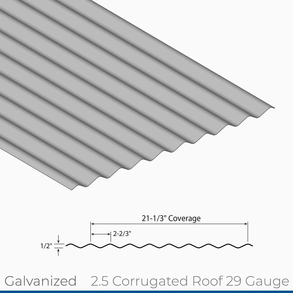 Metal Sales Galvanized 21.3 In. 29 Gauge Corrugated Roof Panel