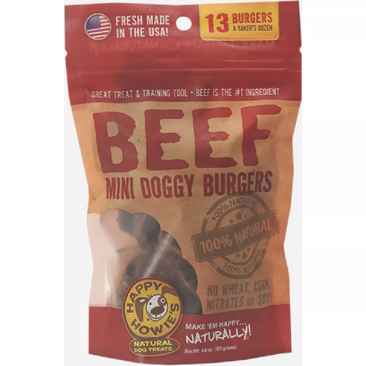 Happy Howie's 2 In. Beef Burgers Dog Chew Treat (13-Count)