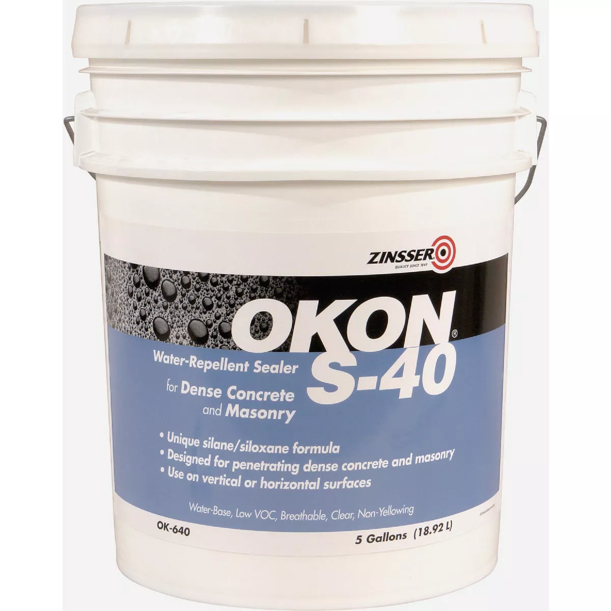 OKON S-40 Water Repellent Sealer for Dense Concrete and Masonry, 5 Gal.
