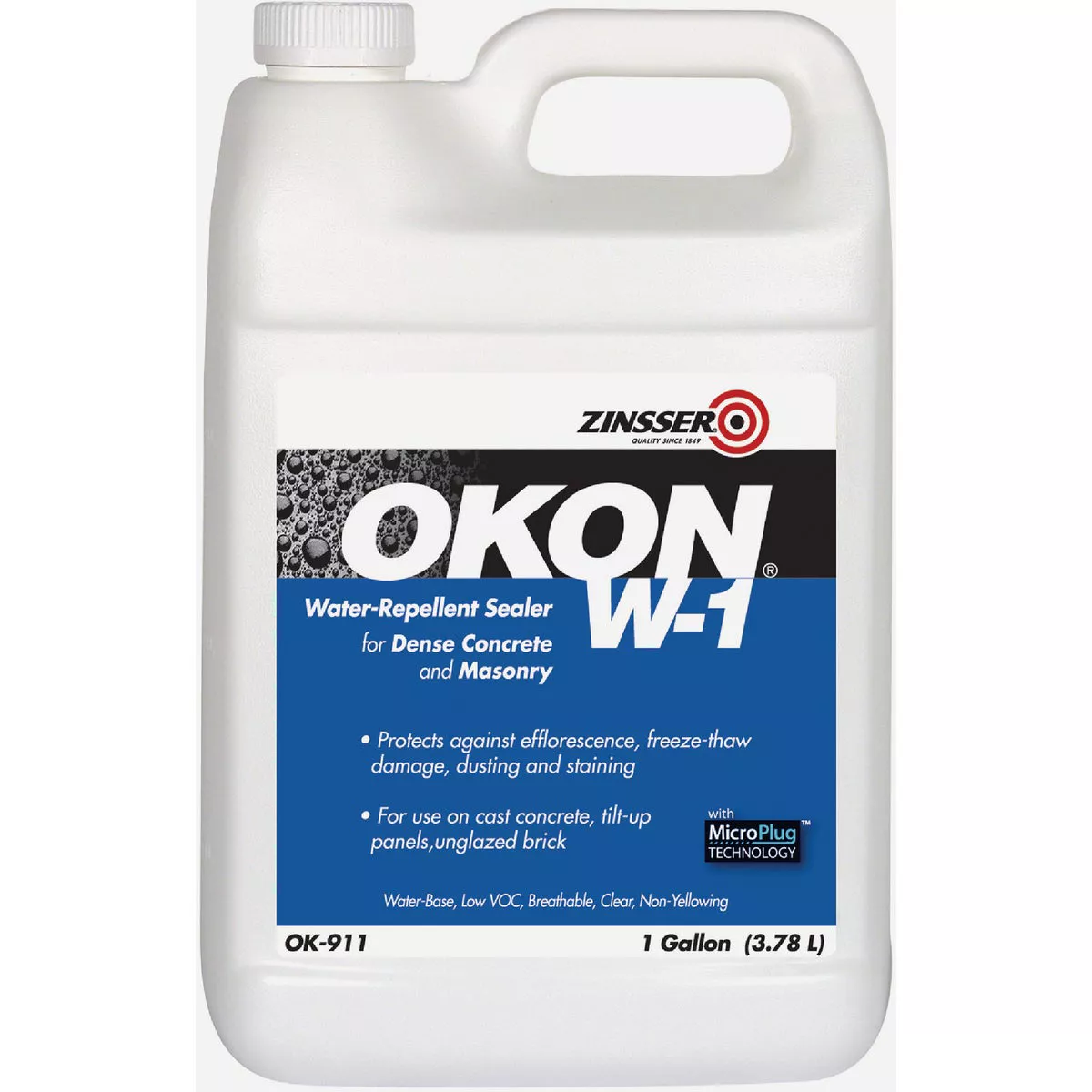OKON W-1 Water Repellent Sealer for Dense Concrete and Masonry, 1 Gal.